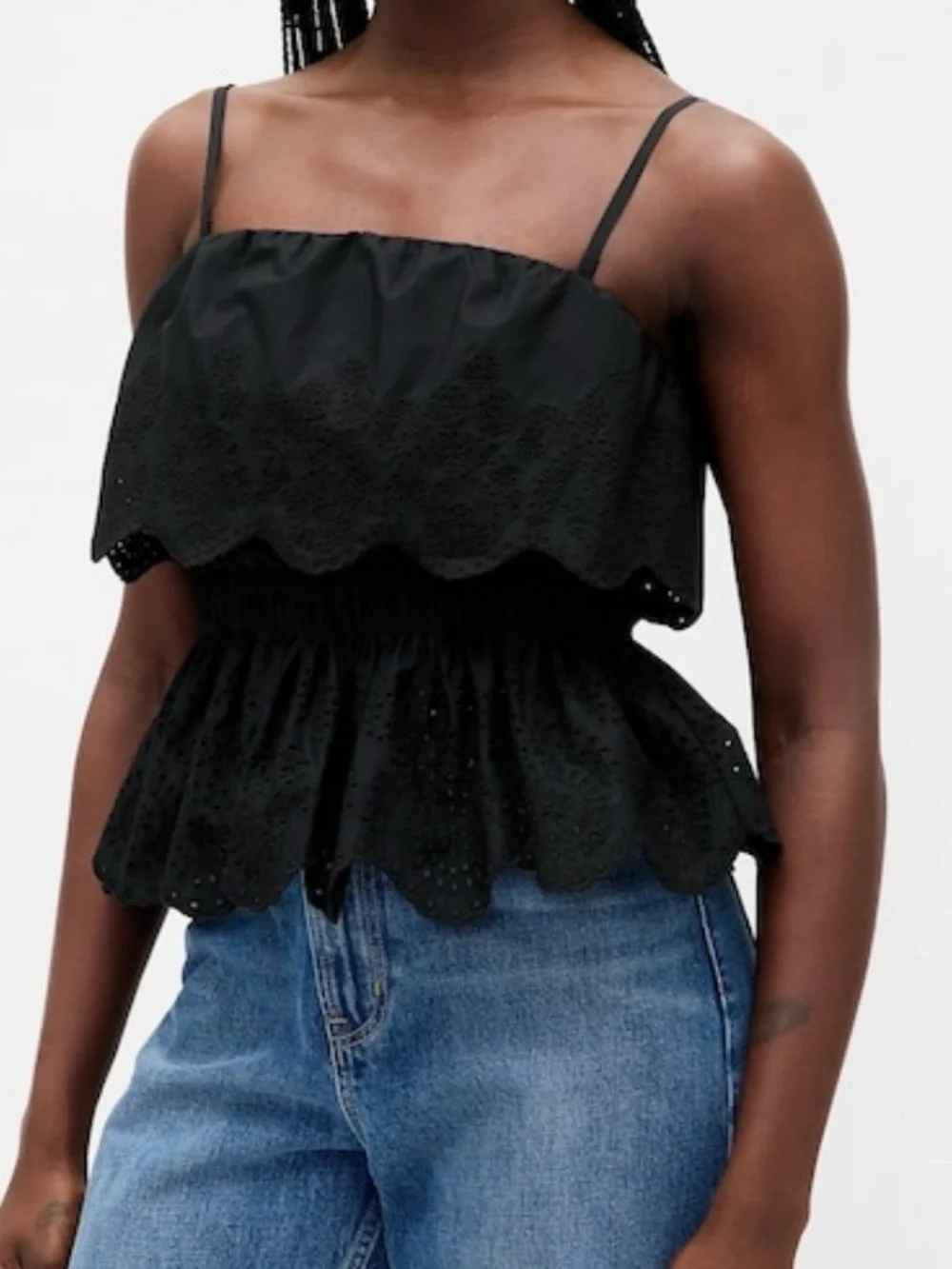 GAP Poplin Eyelet Ruffle Top - Picture 1 of 12